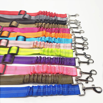 Adjustable Dog Car Seat Belt Harness – Nylon Reflective Elastic Safety Strap with Cushioning for Pet Travel
