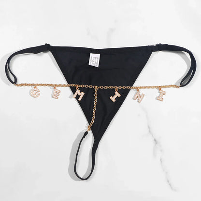 Custom Name Letter Women’s Thong Panties – Sexy Low Waist Adjustable Comfort Lingerie Underwear