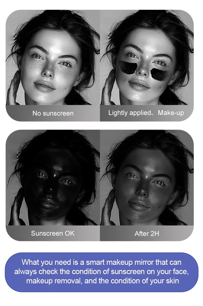 TENGMIR UV Smart Sunscreen Makeup Mirror – Portable LED Light UV Detection & Sunscreen Testing Mirror