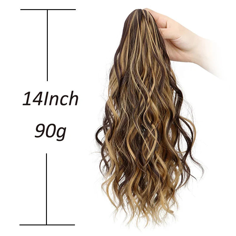 Synthetic Short Curly Water Wave Claw Clip-In Ponytail – Black & Blonde Hair Extension for Women Fashion Accessories