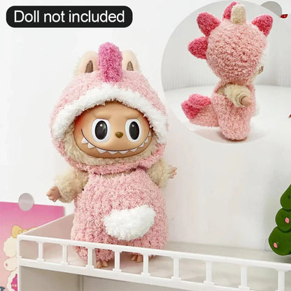 17cm Labubu Doll Clothes — DIY Accessories Heartbeat Long-Eared Furry Rabbit Costume | Cartoon Dress-Up Outfit