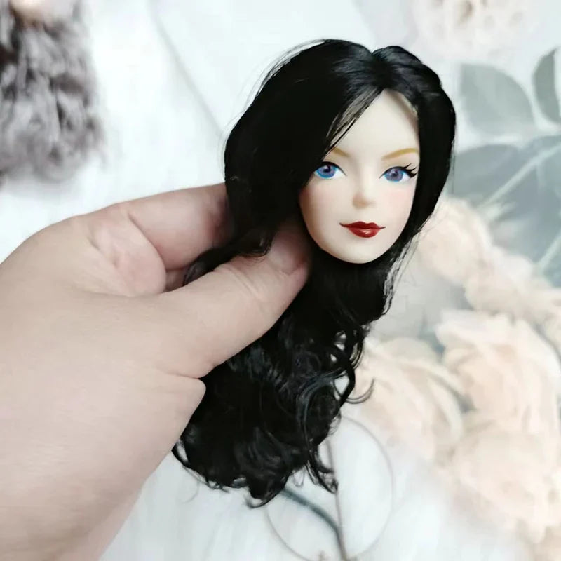 30cm Lady Doll Head – Big Wavy Curly Hair, 1/6 Dress-Up Accessory for Girls DIY Toys