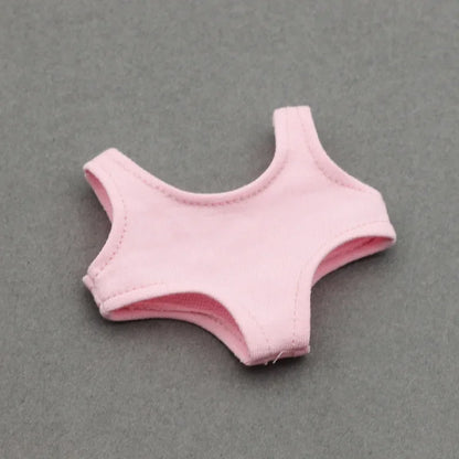 Mini Doll Swimsuit Outfit - Solid Color Clothing Accessories for 15-17cm Labubu and 10cm Cotton Dolls