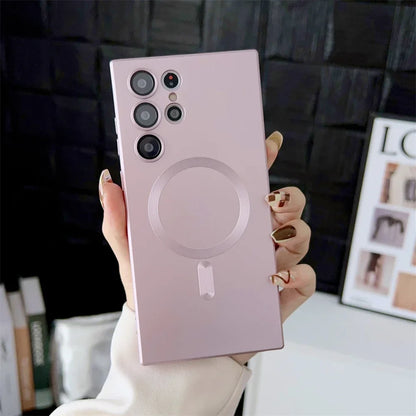 Luxury Matte Magnetic Case for Samsung S25/S24/S23/S22 Ultra & S21/S20 Plus – Magsafe Compatible Note 20 Ultra Phone Cover