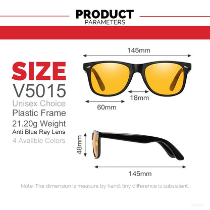 VIVIBEE Blue Light Blocking Glasses – Night Vision Square Computer Eyewear for Men & Women