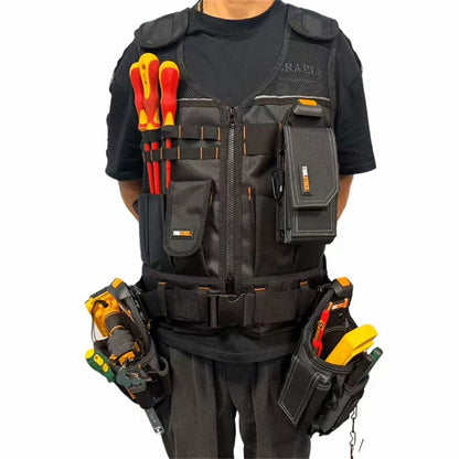 TOOLSTACK Heavy-Duty Work Vest - Multi-Pocket Breathable Adjustable Construction & Electrician Utility Vest