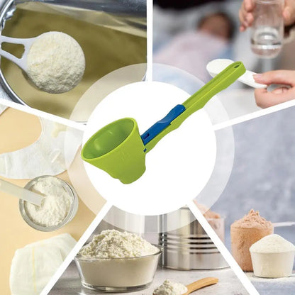 Creative No-Spill Measuring Spoon Funnel – Easy Refill Tool for Protein Powder, Sports Drinks & Baby Formula