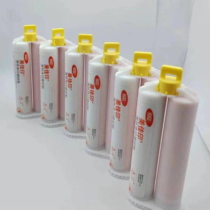 Dental Impression Light Body Silicone Rubber 50ml with Elastomeric Mixing Tips – Gum Bite Registration Material
