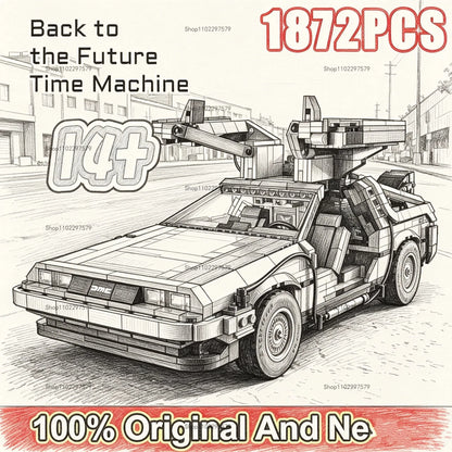Back to the Future DeLorean Building Blocks - 1872-Piece 1:8 Scale Time Machine Model with Mini Figures