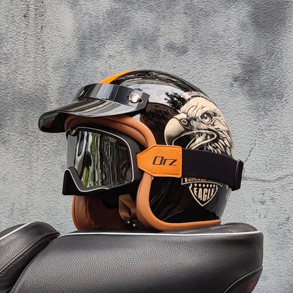 Retro 3/4 Semi-Open Motorcycle Helmet — Cross-Country Winter Riding Accessories