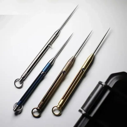 Black Titanium Alloy EDC Telescopic Toothpick Keychain – Camping Fruit Fork & Unpacking Tool Pendant Gift