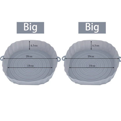 Reusable Air Fryer Silicone Pot & Baking Tray Set – 1/2/3PCS Silicone Basket for Pizza, Fried Chicken & Grill