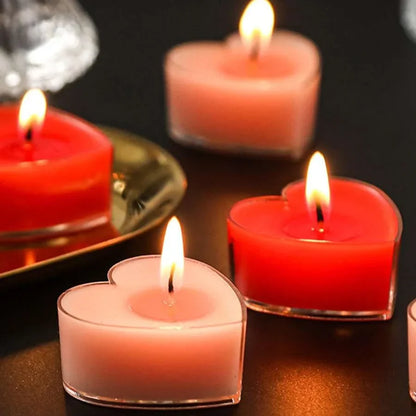9pcs Heart-Shaped Scented Tea Candles – Valentine's Day Romantic Love Candles for Proposals, Weddings, & Anniversaries