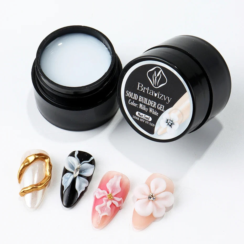 5ml Pearl White 3D Nail Sculpting Gel - Non-Stick Flower Carving Gel for DIY Nail Art
