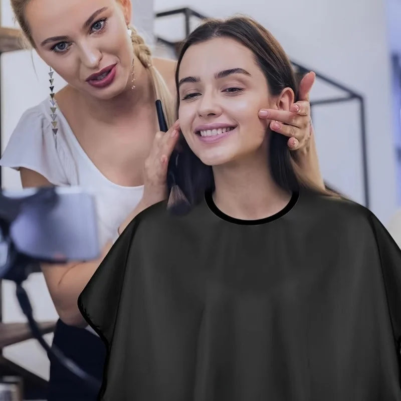 Black Short Square Waterproof Hairdressing Cape – Professional Salon Barber Hair Cutting Wrap & Dyeing Tool