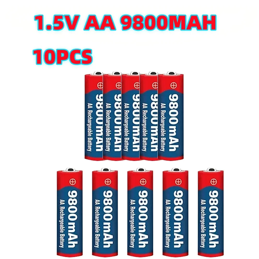 1.5V AA 9800mAh Rechargeable Battery – High-Quality Original AA for LED Lights, Toy Cameras, Microphones