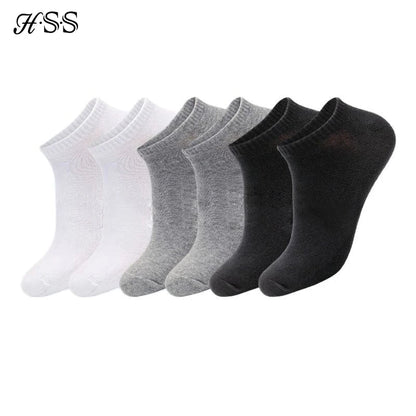 HSS Men’s 100% Cotton No Show Socks – Summer Thin Breathable Boat Socks, Black Short Socks Size 39-44 for Students