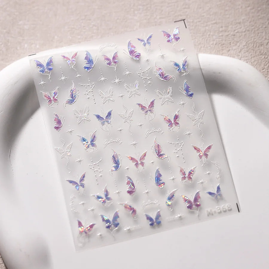 5D Glitter Butterfly Nail Sticker – Kawaii Aurora Nail Art Decal for DIY Manicure & Nail Decorations