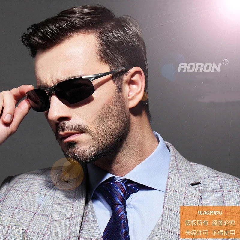 AORON Men’s Driving Sunglasses — Polarized UV400 Anti-Glare Retro Sport Glasses with Aluminum Magnesium Frame