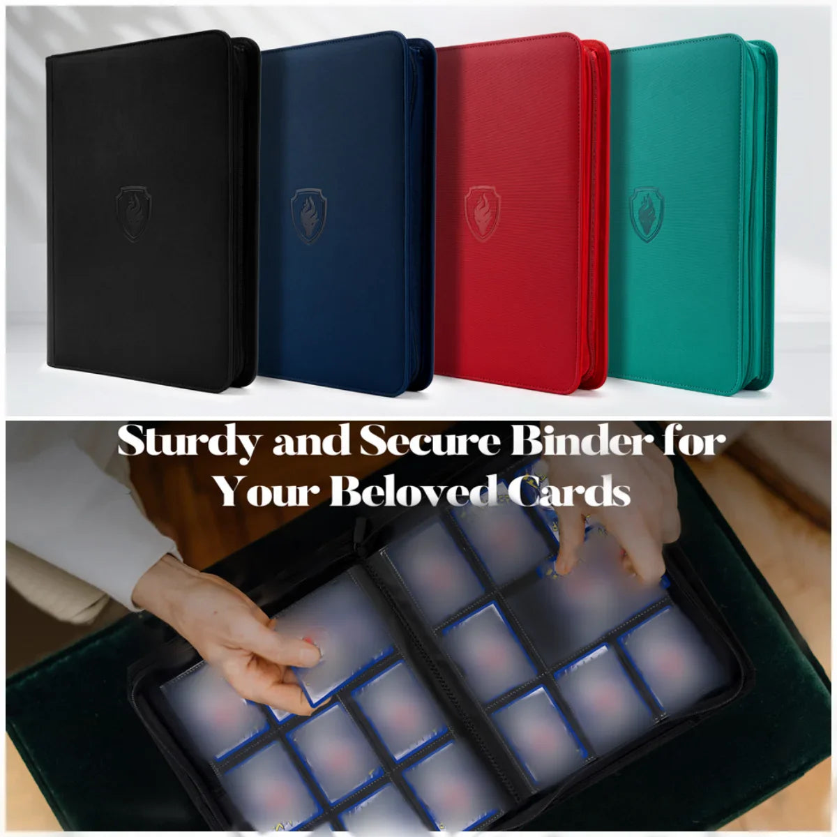 9-Pocket Zipper Card Binder - 360 Trading Card Holder Book, Premium PU Cover, Durable Side Loading Card Binder