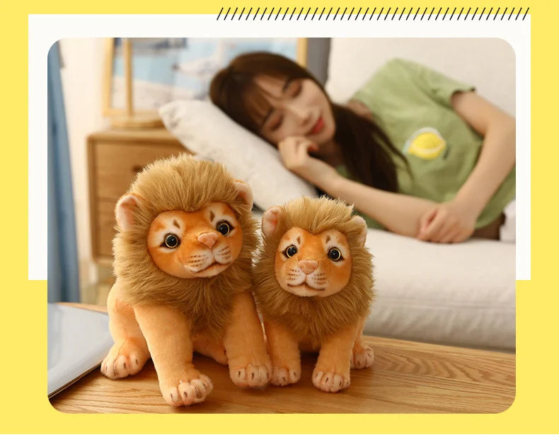 Simulation Tiger & Lion Plush Toy – Kawaii Stuffed Animal Doll, Pillow & Home Decor Gift for Kids