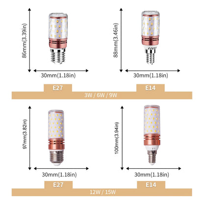 6pcs LED Corn Lamp - 3W/6W/9W/12W/15W 220V Strong Light, 3000K/4000K/6000K, E27/E14 Lamp Holder for Home Emergency Lighting