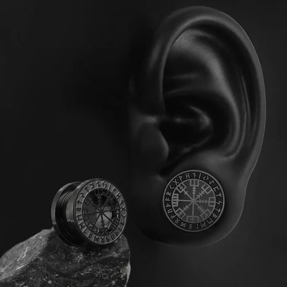 Casvort 2PCS Stainless Steel Ear Gauges – Viking Rune Plugs, Tunnels, Expanders for Piercing Jewelry