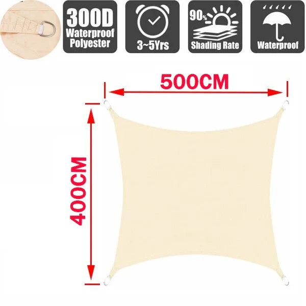 Outdoor Waterproof Sun Shade Sail – Rectangle Canvas Awning for Garden, Terrace, Pool & Car Sun-Shelter