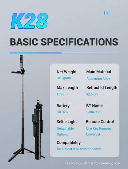 3-Axis Anti-Shake Selfie Stick with Bluetooth Remote – Retractable 1.7m Mobile Phone Holder with Flash & Live Stand