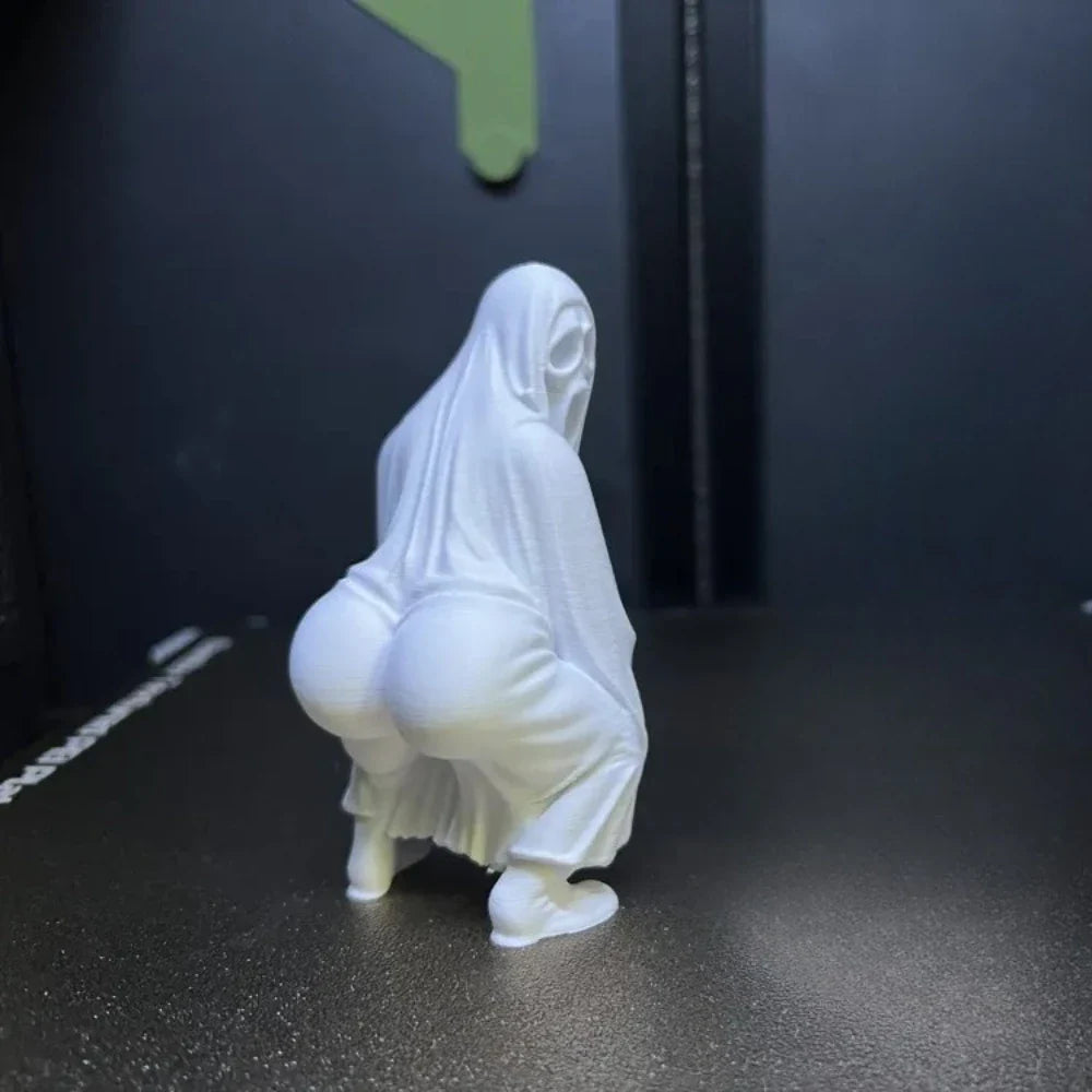 3D Printed Shake Butt Ghost Statue – Electric Dancing Ghost Face Killer, Scream & Fun Halloween Parody Gift