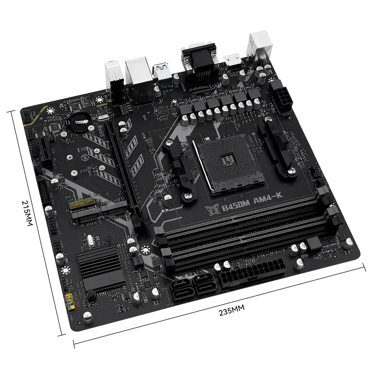 MACHINIST B450M-AM4-K Motherboard – AM4 Ryzen Support, DDR4 RAM, Dual NVMe M.2, HDMI/VGA/DP Interface Gaming PC Board