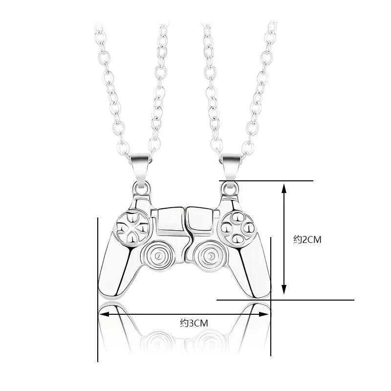 2Pcs Magnetic Couple Necklace Set – Game Controller Friendship Matching BFF Necklaces for Him & Her