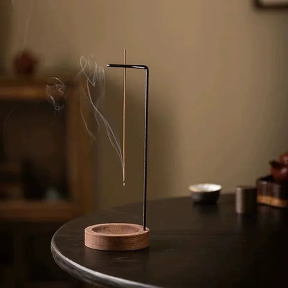 Creative Upside Down Incense Burner - Wooden Round Stick Holder & Tray for Bedroom, Home & Yoga Decoration