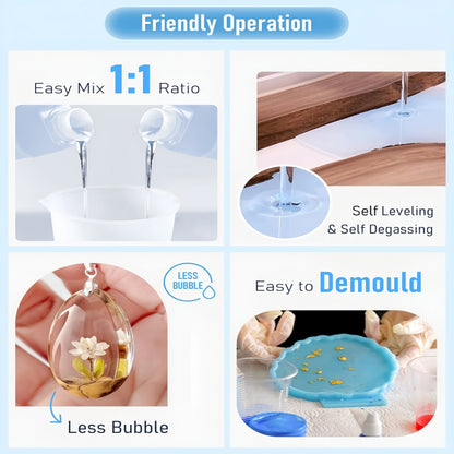 32oz Epoxy Resin Kit – Strong Bubble-Free Anti-Yellowing Art Resin, Easy 1:1 Mix for Casting, DIY Crafts & Mold Making