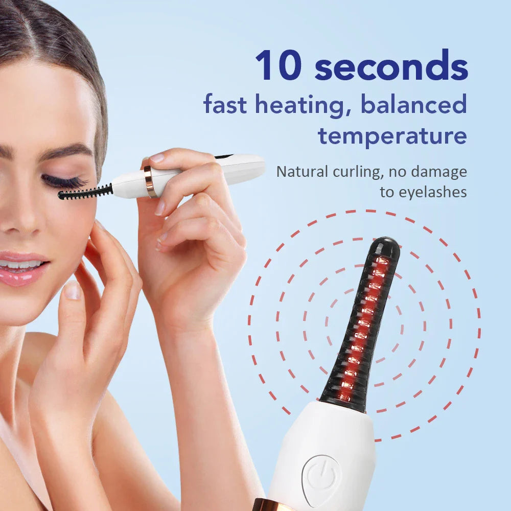 Electric Eyelash Curler – Fast Heating, Long-Lasting Natural Lash Comb, Professional Portable Heated Curling Brush