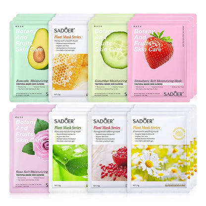 8PCS Natural Plant Facial Masks – Korean Skincare Hydrating, Moisturizing & Firming Face Care Set