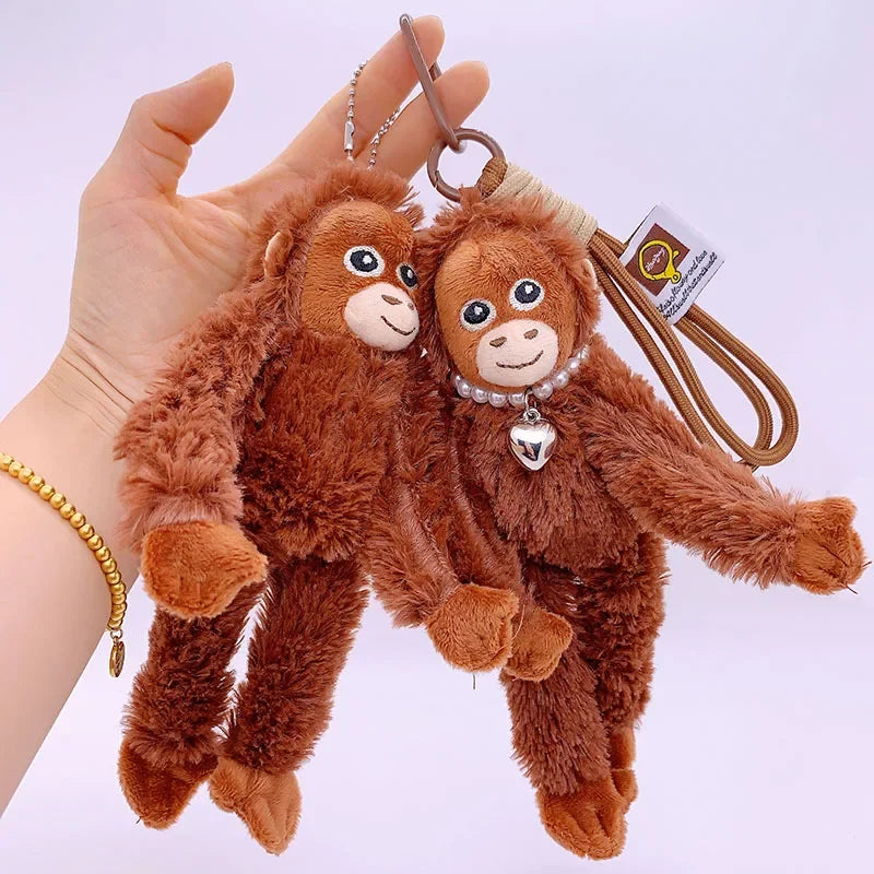 Cute Monkey Plush Pendant - Soft Stuffed Animal Backpack Keychain Bag Charm