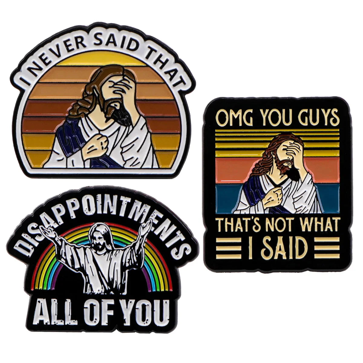 Funny Jesus “I Never Said That” Enamel Pin – Vintage Brooch for Backpacks, Jackets & Clothing Accessories