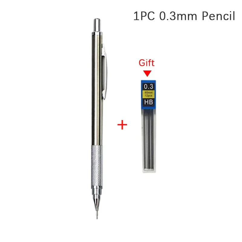 Full Metal Mechanical Pencil Set — 0.3–2.0mm Automatic Pencils for Art, Drawing & School