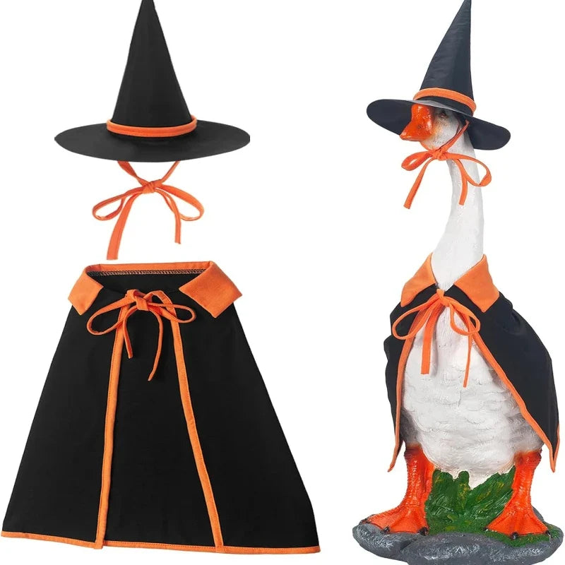 Halloween Goose Costume Set - Porch Goose Outfit with Hat, Ghost Costume & Pumpkin Basket Decoration