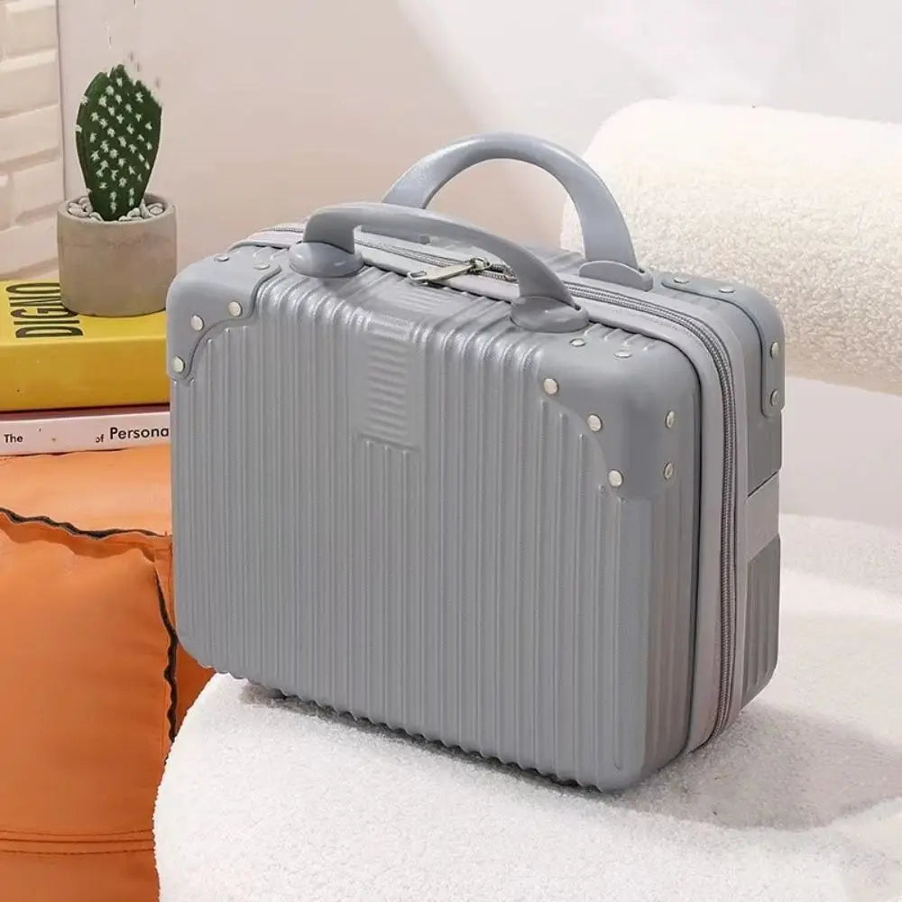 14-Inch Mini Travel Suitcase Cosmetic Box - Hand Luggage Organizer with Password Lock, Small Makeup Case for Boarding