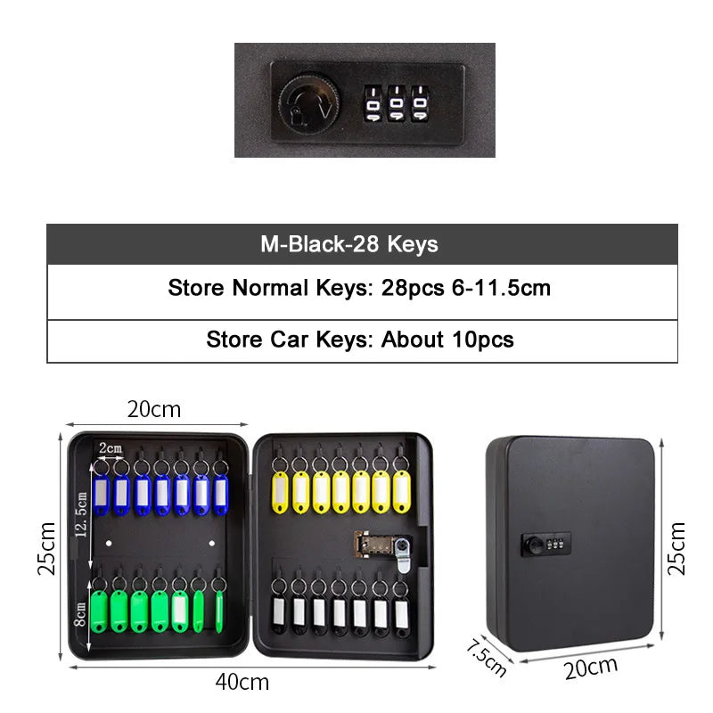 Password Key Lock Box — Multi-Key Safe Organizer for Home, Office, Car, and Factory Use