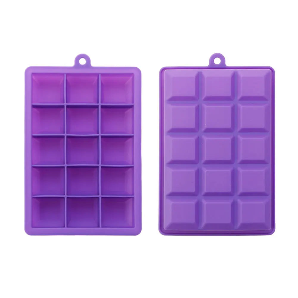 Silicone Ice Cube Mold – 15/24 Grid Square Trays with Lids for Ice Cream, Cold Drinks, Whiskey & Cocktails