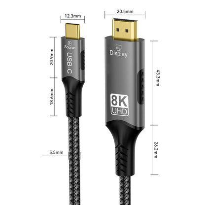 USB-C to HDMI Cable – 8K@60Hz, 4K@120Hz Type-C to HDMI Adapter for MacBook Air, iPad, HDTV, TV Converter