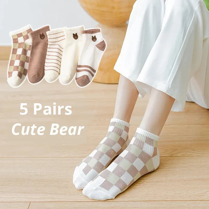 Women's Pink Cat Short Tube Socks - Cute Low Top Casual Socks, 5/10/20 Pairs