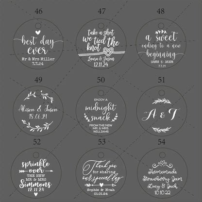BY49 35mm Kraft & Black Paper Labels – Customizable Name & Date Wedding Decoration Stickers