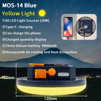 MOSLIGHTING 9900mAh Rechargeable Camping Lantern — Powerful LED Flashlight with Magnet, Portable Tent & Work Light