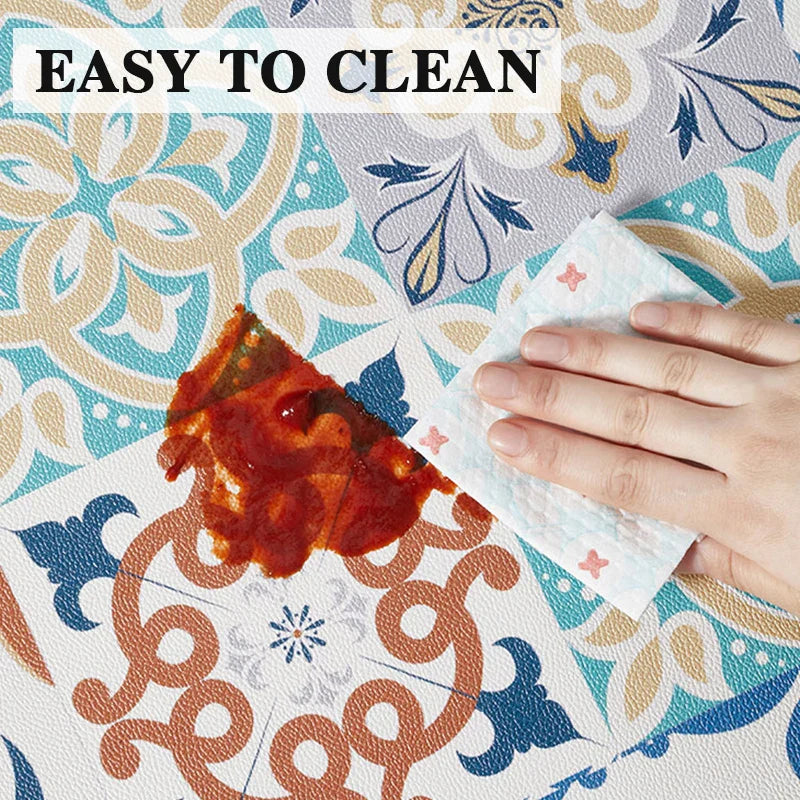 Luxury PVC Leather Kitchen Mat – Waterproof, Non-Slip, Washable Floor Rug for Home Decoration