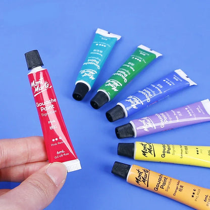 High-Quality Gouache Paint Set: 12/18/24 Colors for Professional Artist Painting - Washable Watercolor, 6/12ML Tubes - Student Exam Art Supplies