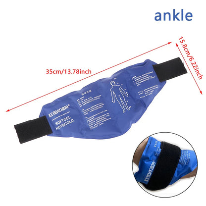 Ankle Ice Pack Brace Wrap — Reusable Hot & Cold Therapy Gel Support for Sprains & Pain Relief